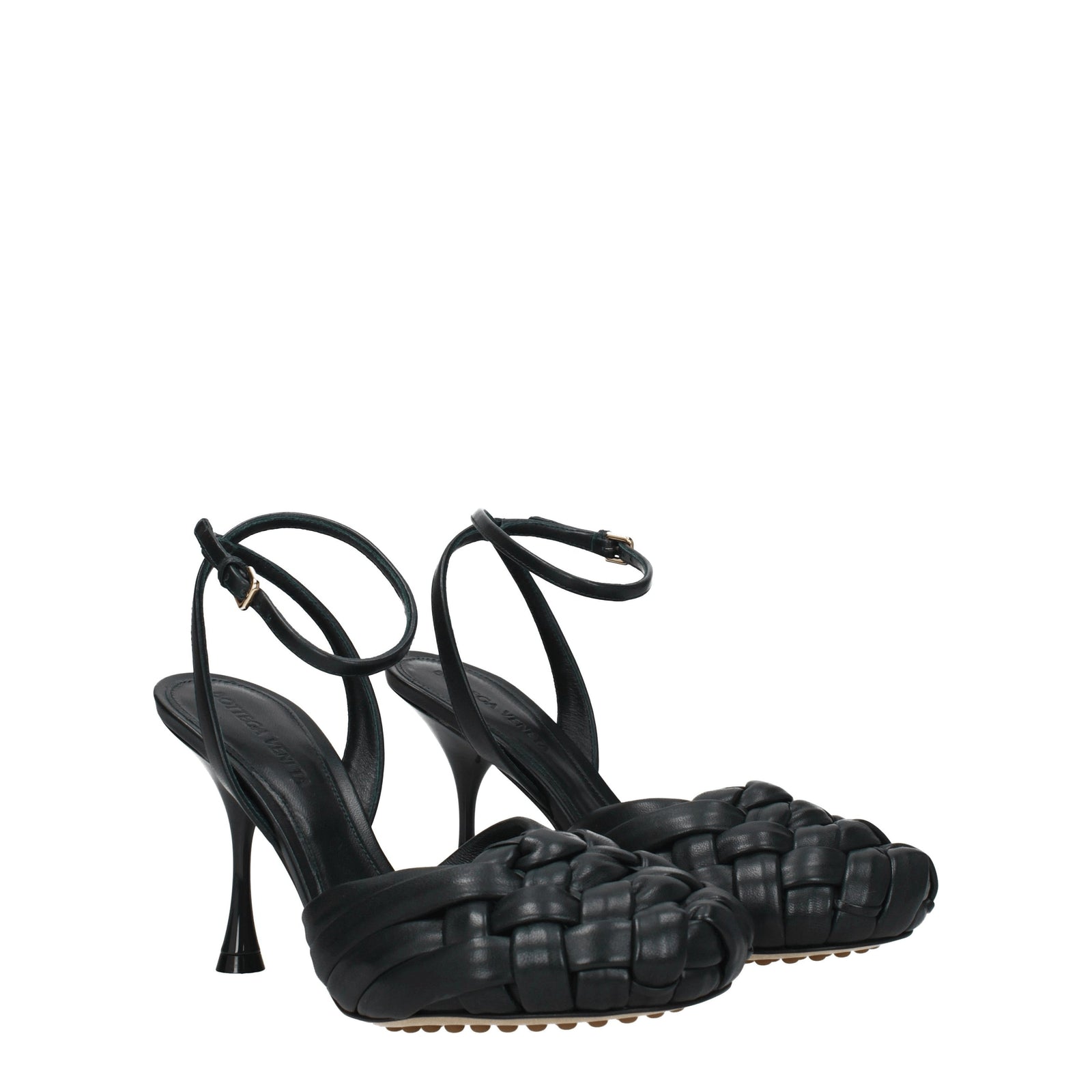Bottega Veneta Sandals Women Leather Green/Calamaio - Image 2