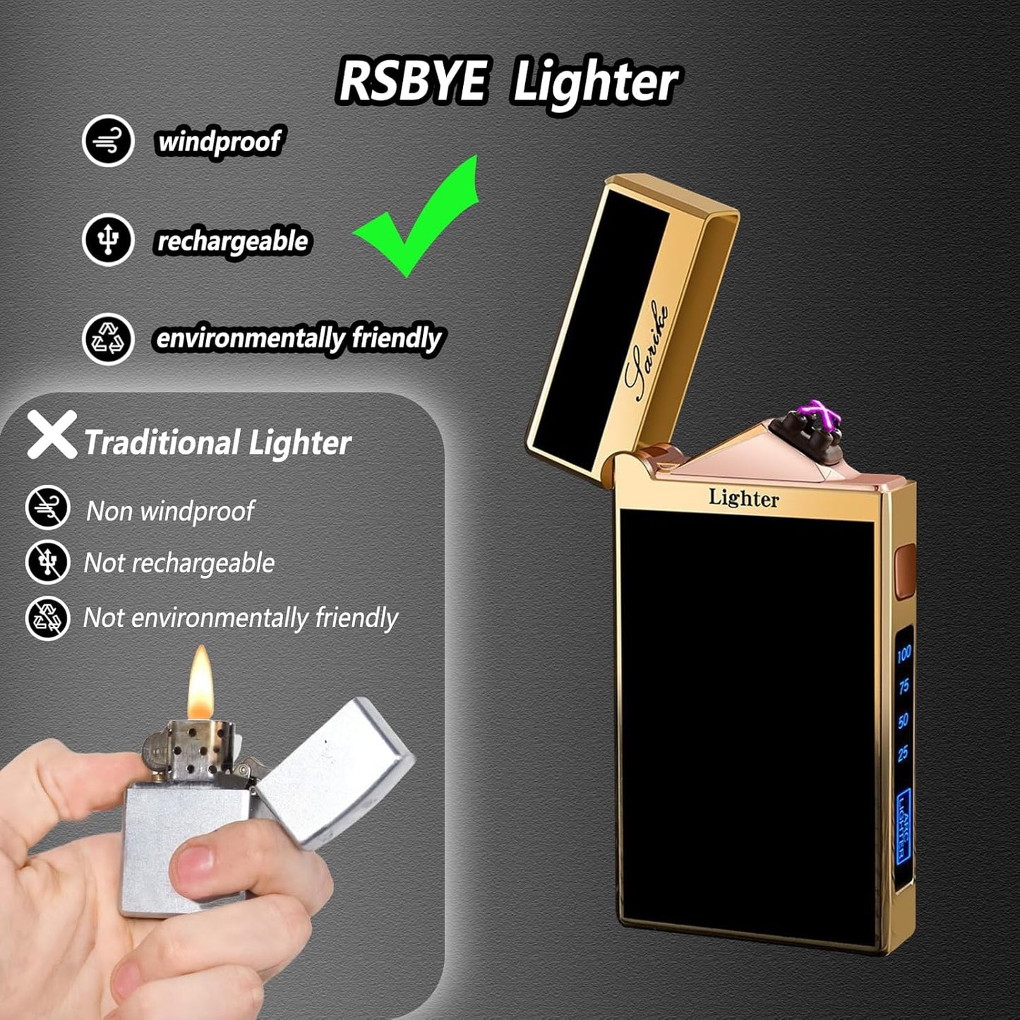 RSBYE 日本製 電子ライター ミニプラズマライター usb充電式 おしゃれ 可愛い女性用 面白い ルミネッセント 記念日 花火 アウトドア 香り サプライズプレゼント 耐久性 (金輝) [並行輸入品]