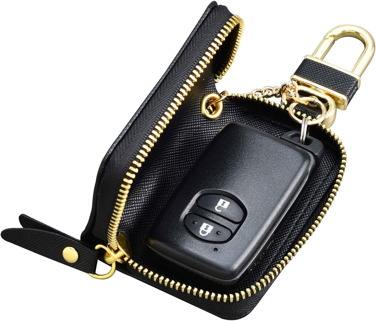 SEIWA KT523 Hello Kitty Car Smart Key Case, B&G, Black + Gold