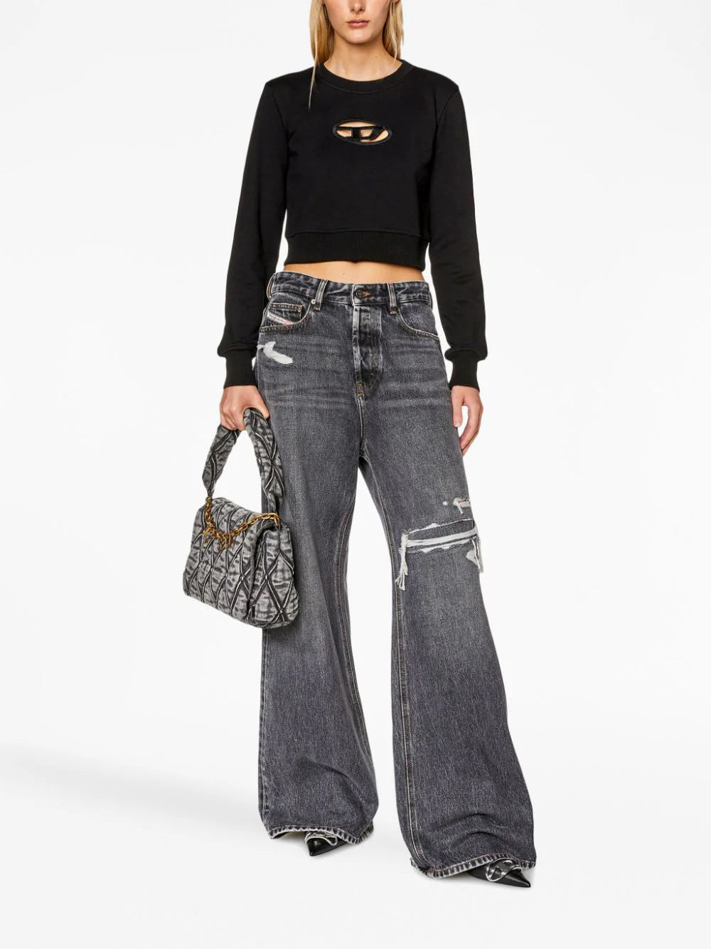 Diesel ディーゼルfスリミーODクロップスウェットシャツが切り取られた - Image 2