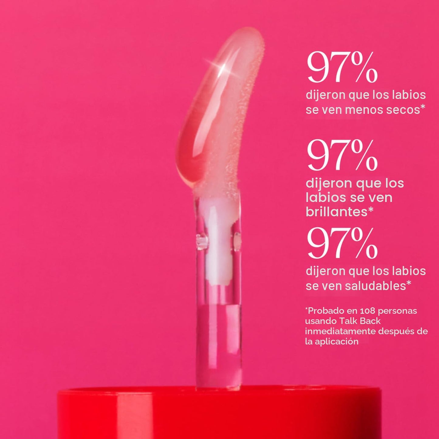 Bubble Skincare Talk Back - Tratamiento labial de sandía, suero labial hidratante vegano teñido rosa con escualano y vitamina E, acabado rosa brillante (0.15 onzas)