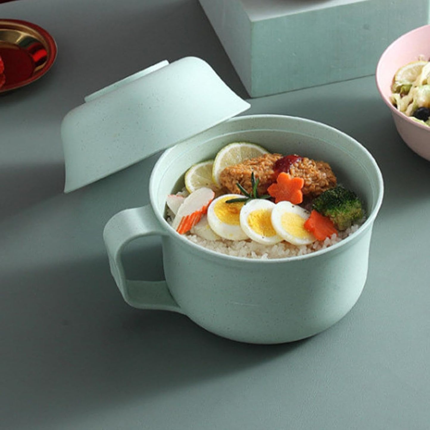 Instant Noodle Bowl Set, Ramen Bowl Set, Ramen Bowl Set Microwave Instant Ramen Ramen Bowl, Portable Ramen Bowl with Handle for Ramen, Pho, Udon, Soba, Soup Noodles, Asian Food
