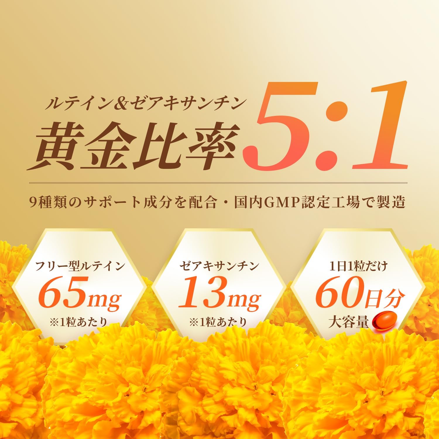 【60-Day Supply】Lutein 65mg Zeaxanthin 13mg Supplement (5:1 Golden Ratio of Lutein and Zeaxanthin) Free Form Domestically Manufactured High Concentration Lutein Zeaxanthin by Herbase
