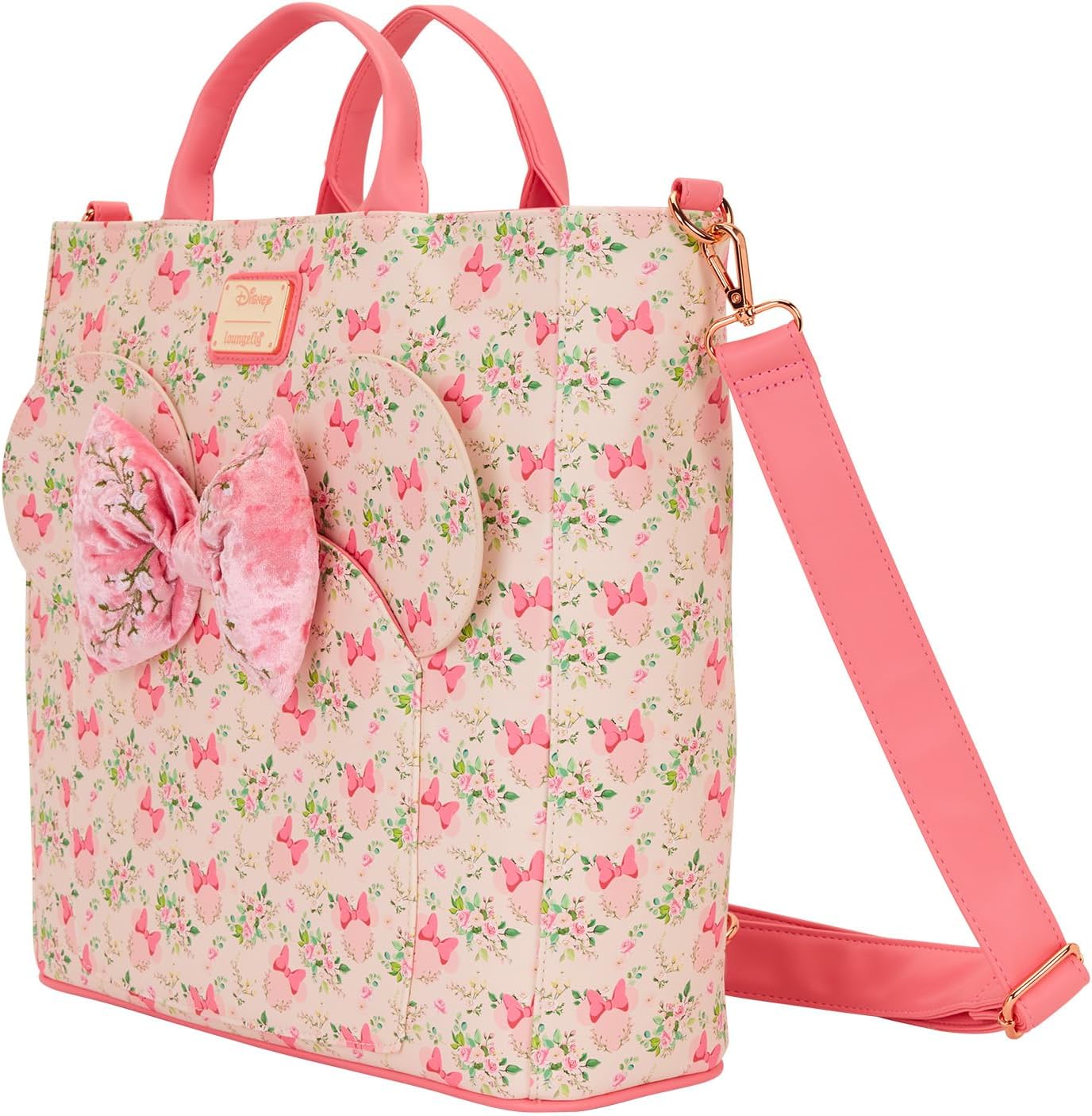 Loungefly Mochila y bolsa de mano convertible floral Minnie Mouse