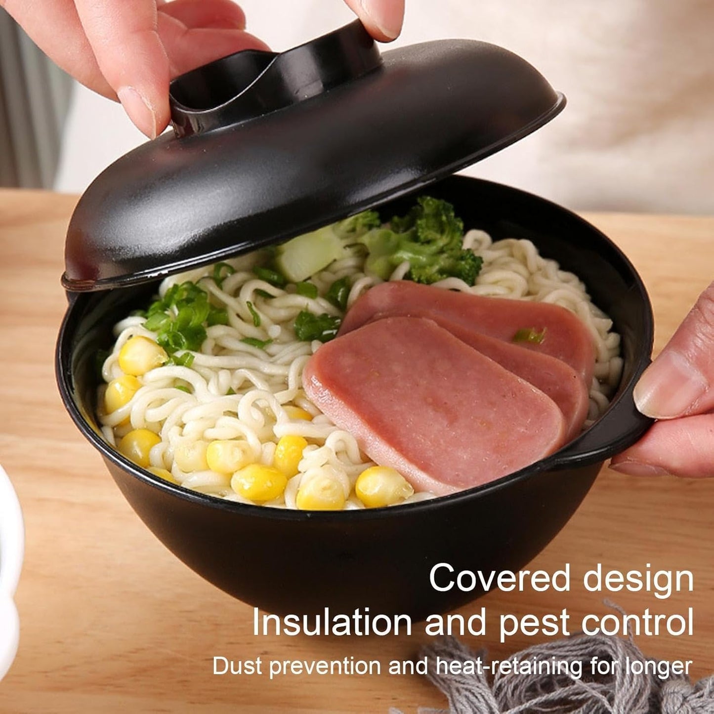 Ramen Bowl with Lid, Ramen Udon, For Microwave, Instant Noodle Bowl [Ramen Bowl You Can Make Bag Noodles Just Pour in Hot Water] Time-saving Cooking, Heat Retention, Leak Proof, Portable Convenient,