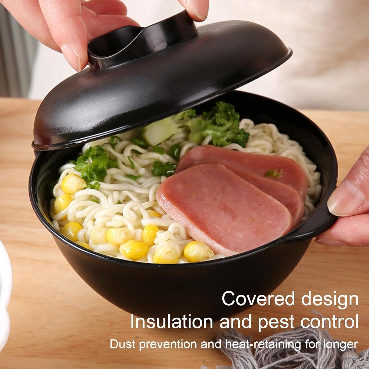 Ramen Bowl with Lid, Ramen Udon, For Microwave, Instant Noodle Bowl [Ramen Bowl You Can Make Bag Noodles Just Pour in Hot Water] Time-saving Cooking, Heat Retention, Leak Proof, Portable Convenient,