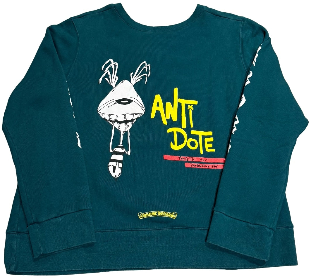 CHROME HEARTS MATTY BOY 'ANTIDOTE' GREEN CREWNECK