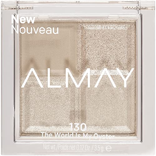 Almay - Paleta de sombra de ojos, maquillaje de ojos de larga duración, sombra de ojos de un solo tono en acabado mate, metálico, satinado y brillante, hipoalergénica, 130 El mundo es mi ostra, 0.1 Oz