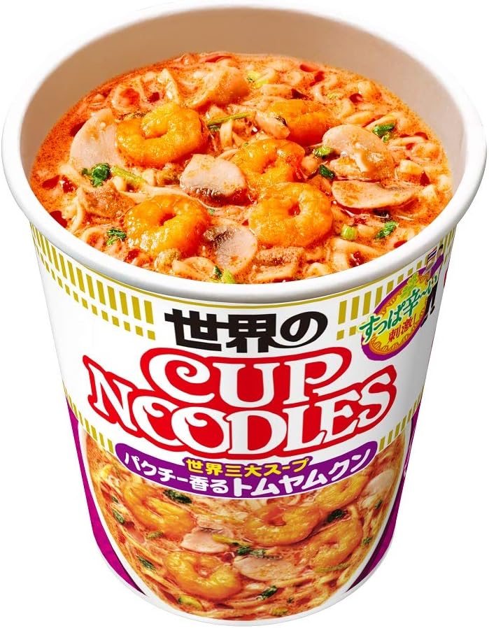 Cup Noodle, Coriander Scented Tom Yum Kung Noodle, World's Three Major Soups, Nissin Foods Cup Noodles, 2.6 oz (75 g) x 12 Packs