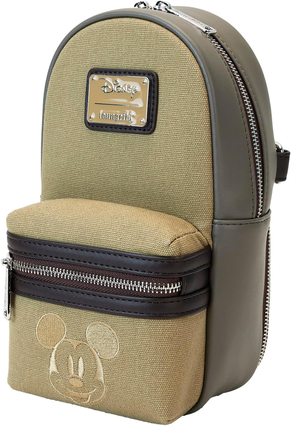 Loungefly Disney Mickey y sus amigos - Bolso bandolera de cuero sintético y lona con botella de agua
