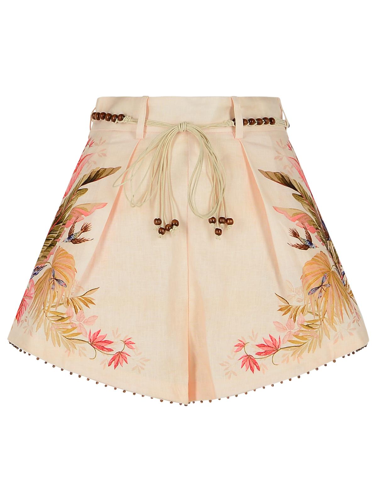 Zimmermann Zimmermann 'Tuck'リネンプリーツショーツ「クリームパームフローラル」カラー - Image 2