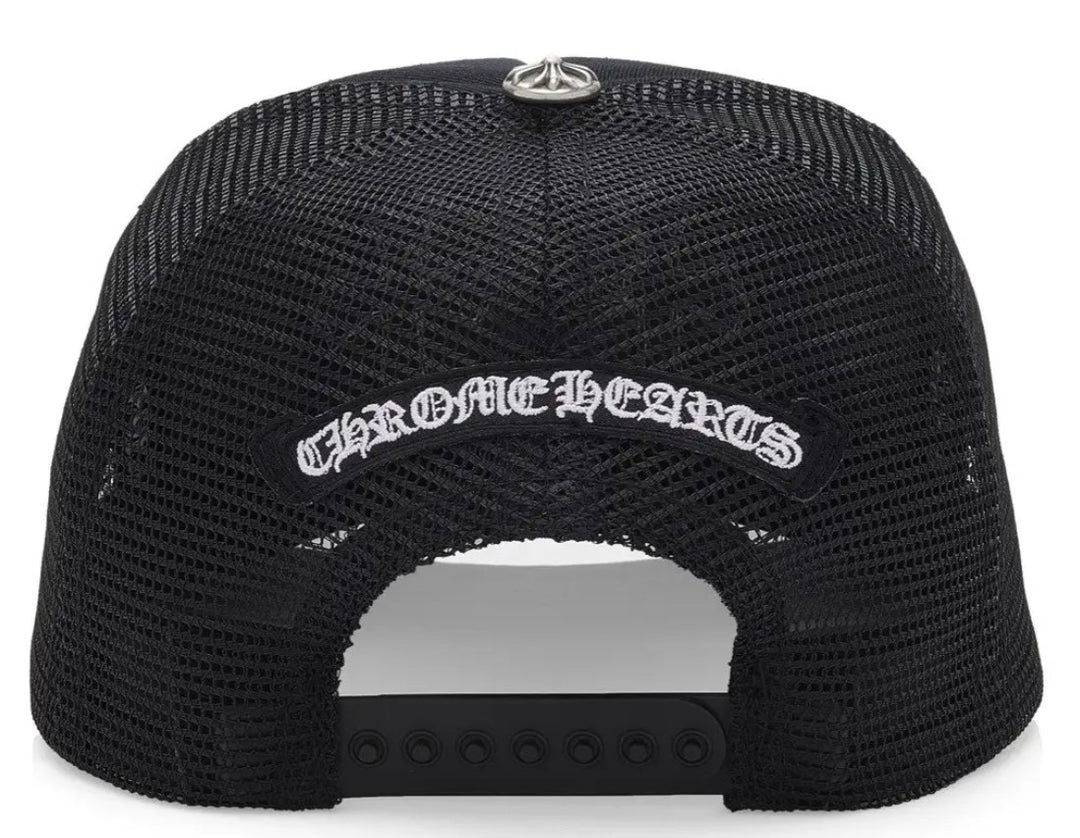 CHROME HEARTS 'CALF HAIR CROSS' CEMETERY TRUCKER HAT