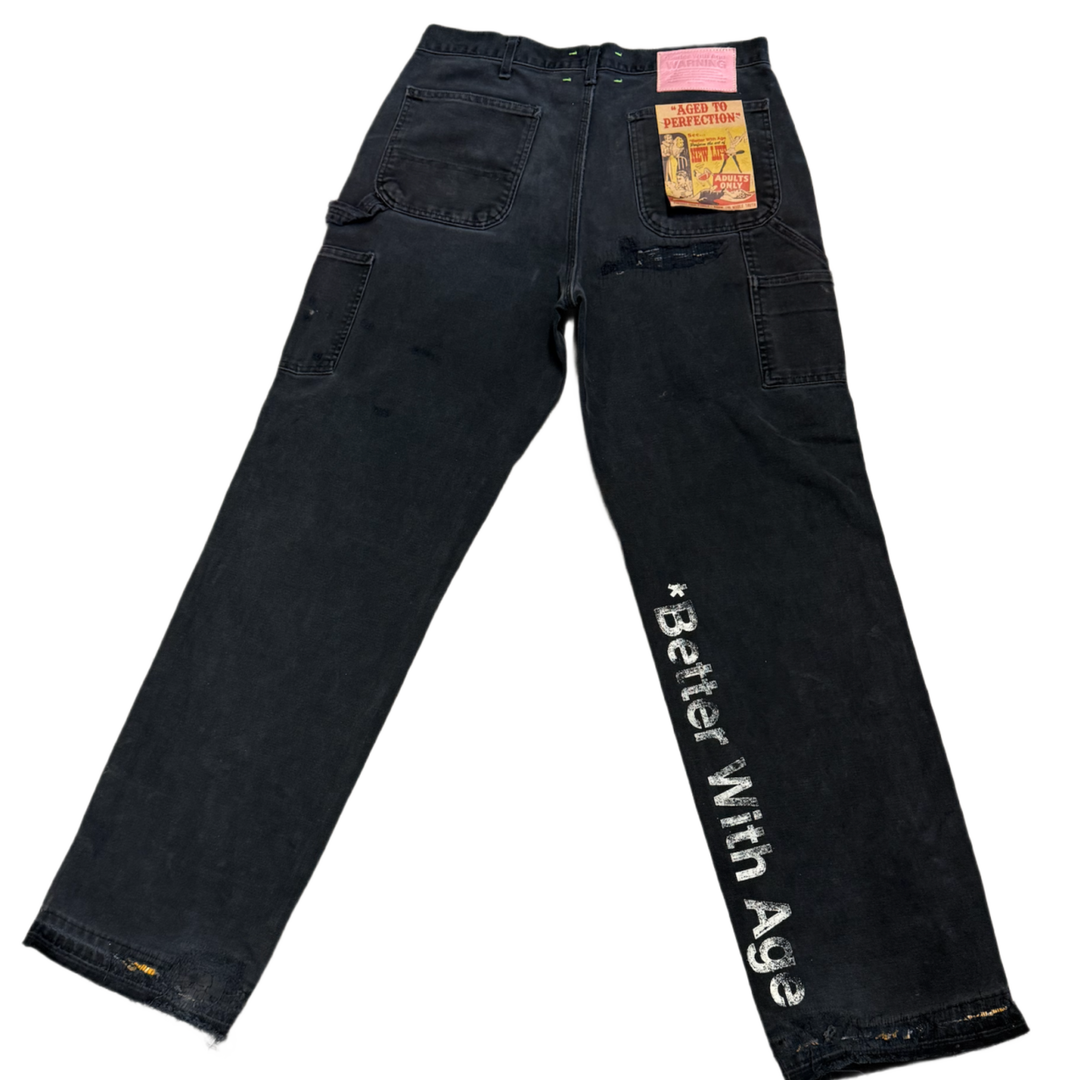 *BETTER WITH AGE 'BLACK WASH' PATCH REPAIR JEANS