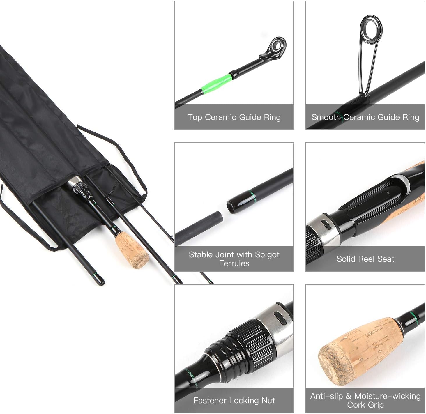 Casting Rod Portable Travel Rotating Fishing Rod Lightweight Carbon Fiber 4 Pieces Fishing Rod