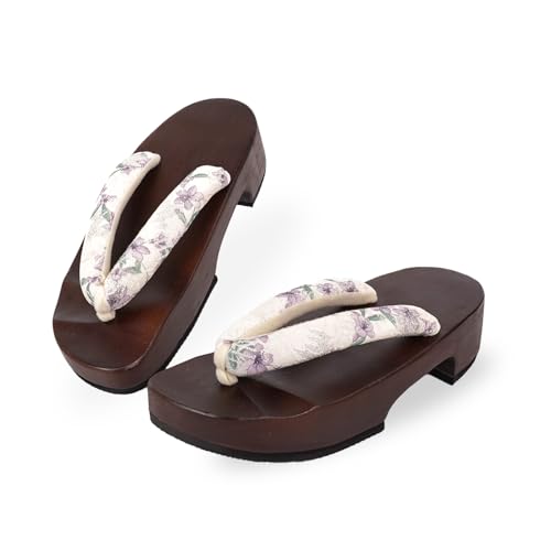 Amemari Women's Heel Clogs, Yukata, Thick Bottom, Style Up, Arch Fit, Painless, Embroidery, Lace, Thong, Half Moon Type, Heels, Fashionable, Puffy Thong, Yukata, Sandals, Yukata Accessories, Dull