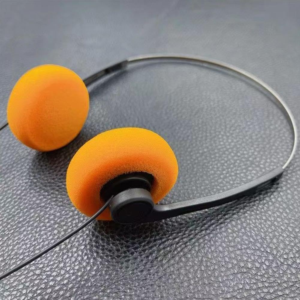 Binaural Headset Headphones Wired Earbuds 3.5mm Round Headphones Retro Over Ear Headphones Small Lightweight Earphones Retro Vintage Design Headphone Headset