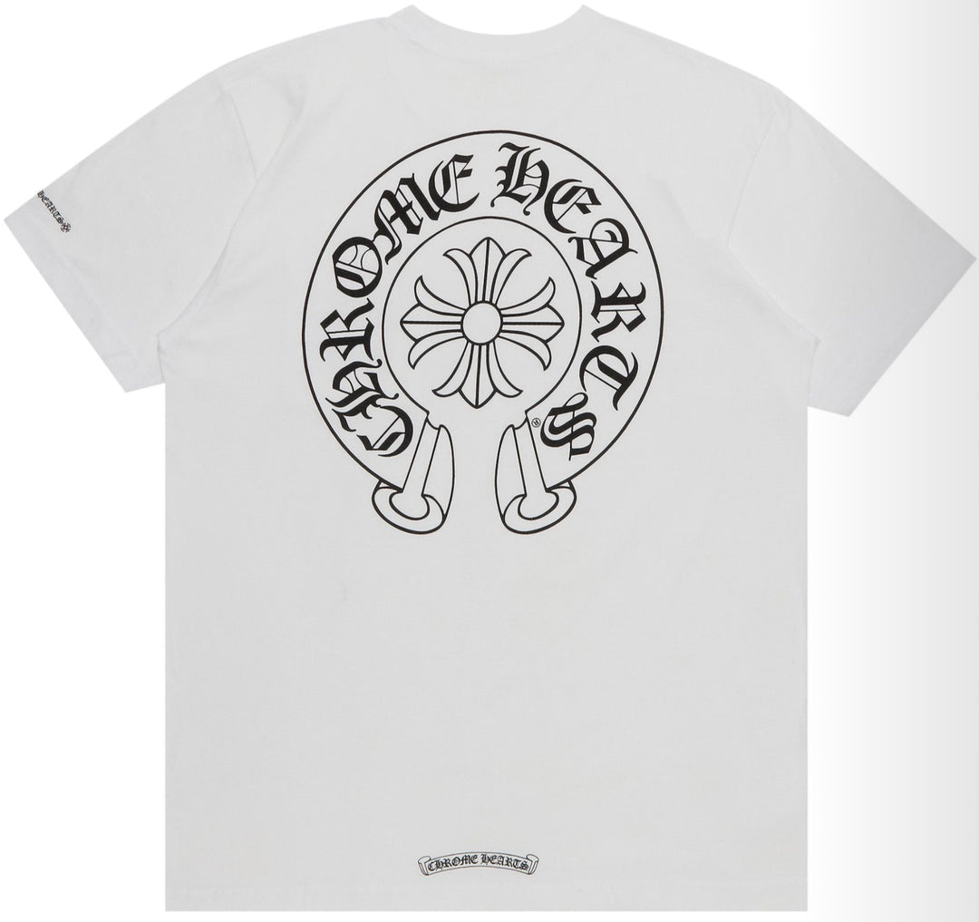 CHROME HEARTS 'CLASSIC HORSESHOE' WHITE POCKET TEE