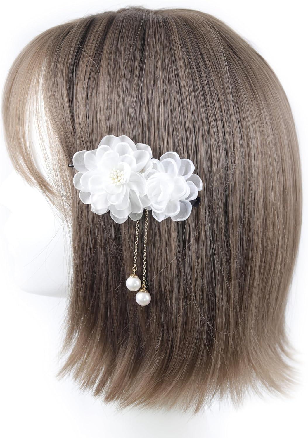 NANA Handmade Hair Ornament, Clip, Swaying Pearl Beads, Yukata, Kimono, Fireworks Display, Simple, Small Flowers, Short, Hakama, Ping Pong Mom, Shichi-Go-San