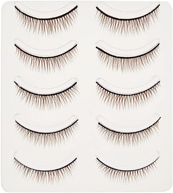 D-ONE Natural 5 Pairs False Eyelashes (A06, Natural Cross Brown)