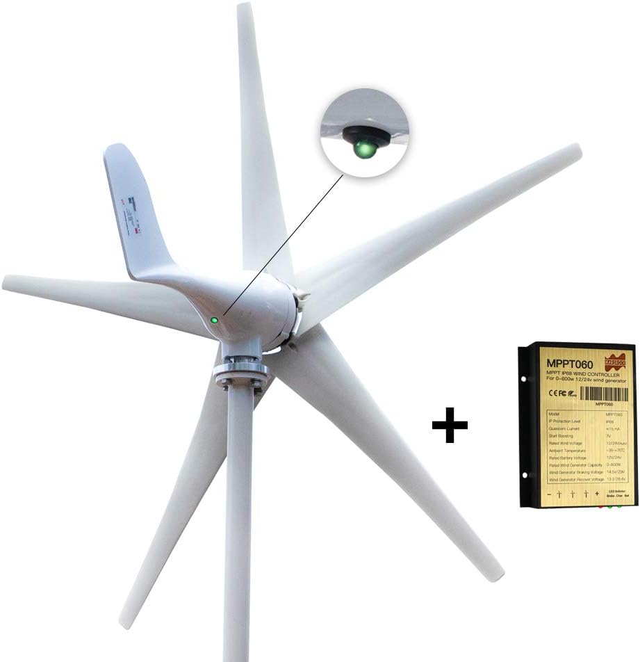 風力タービンジェネレーター + ウィンドコントローラー 400W エコノミー風車 風力ソーラーハイブリッドシステム用 2m/s 低スターアップ風速AC 12ボルトまたは24ボルト 5枚羽根 (400ワット 24ボルト)