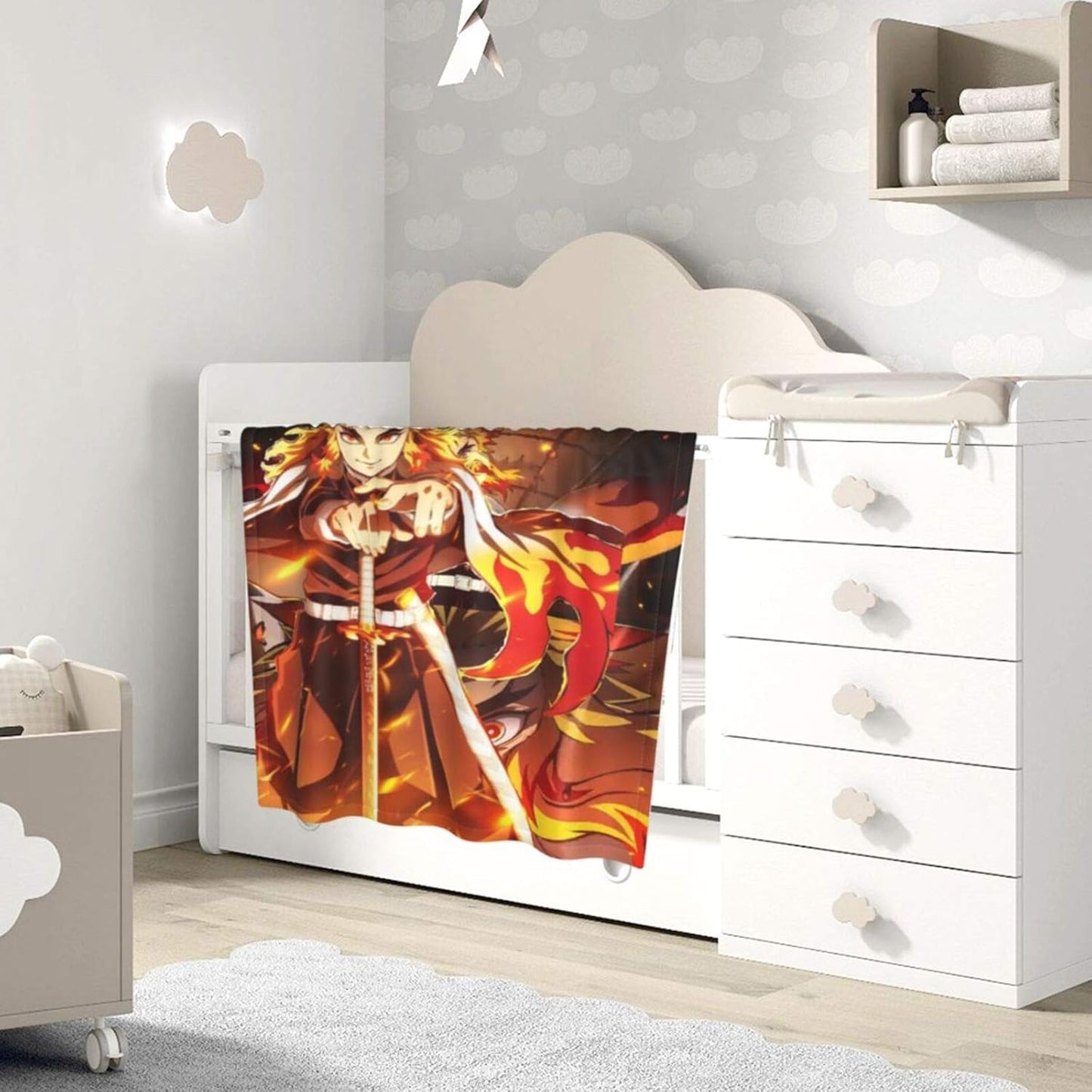 Kyojuro Rengoku Infinite Train Blanket, Throw Blanket, Half Blanket, Lap Blanket, Shoulder Blanket, Cooling Protection, Compact, Washable, Anime, Character, Outdoor, Kids, Baby, 39.8 x 29.9 inches (101 x 76 cm)