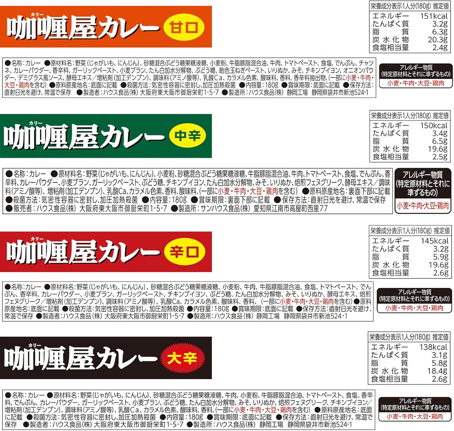 Curry House 9-Variety Complete Set (Mild/Medium Spicy/Spicy/Extra Spicy/Pork/Chicken/Hash/Rich Demi/Keema) [Set Purchase] [Microwave Cooking Compatible] [Retort Food] [Emergency Food] [