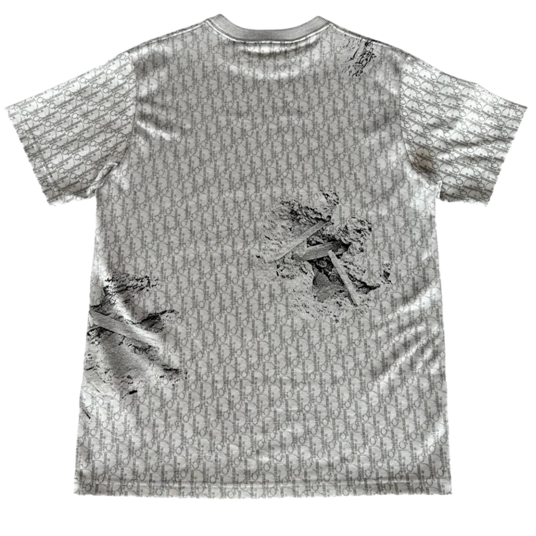 DIOR X DANIEL ARSHAM 'ERODED OBLIQUE' GREY TEE