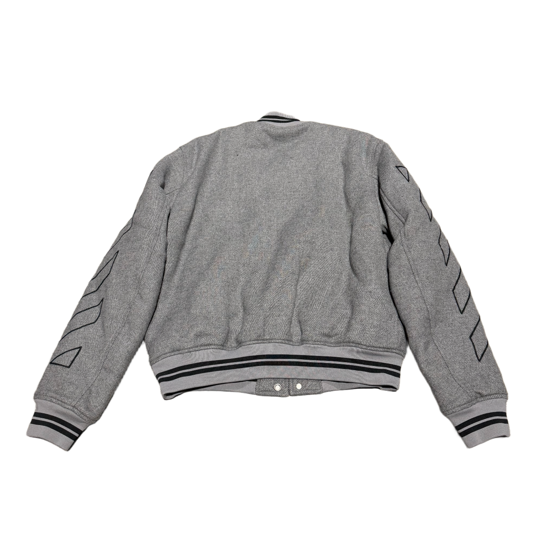 OFF-WHITE DIAG OUTLINE WOOL VARSITY JACKET GREY