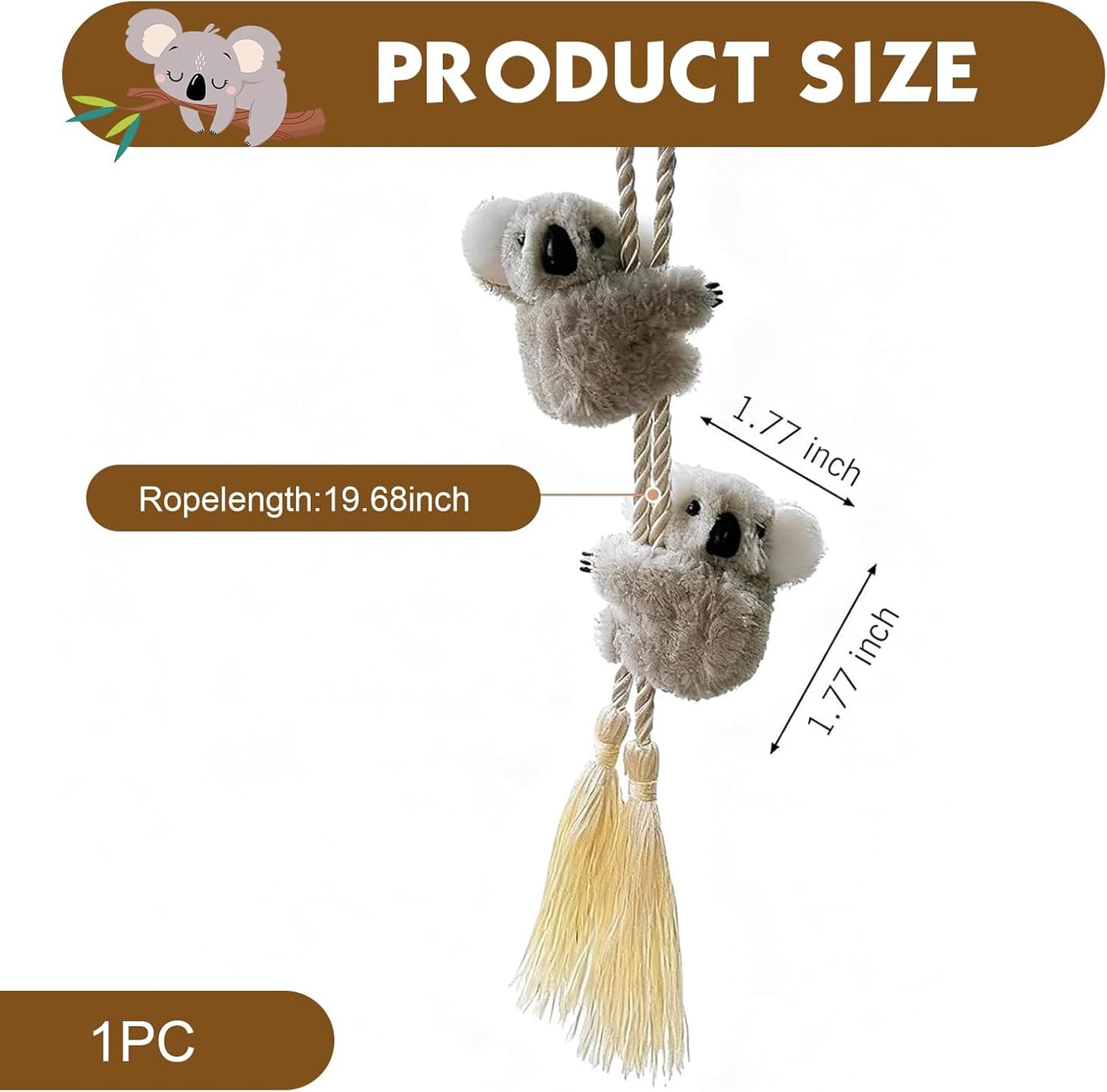 Lindo adorno colgante de koala oscilante, colgante de espejo retrovisor interior de koala de felpa, divertida decoración colgante de automóvil, regalos encantadores para mujeres y hombres
