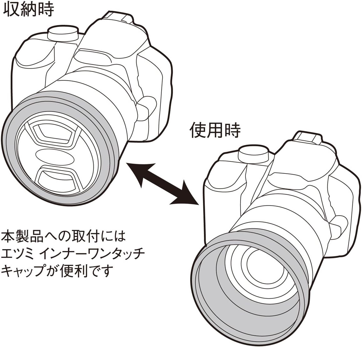 Etsumi VE-2471 Lens Hood Rubber Hood N 2.8 inches (72 mm) Black