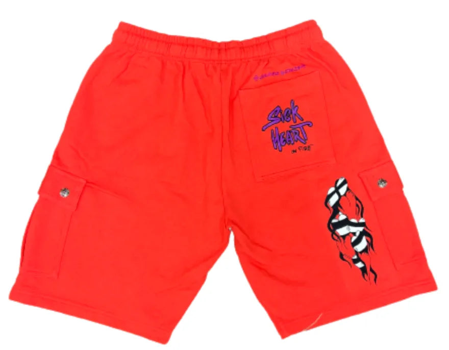 CHROME HEARTS MATTY BOY 'SICK HEART' CARGO SWEAT SHORTS