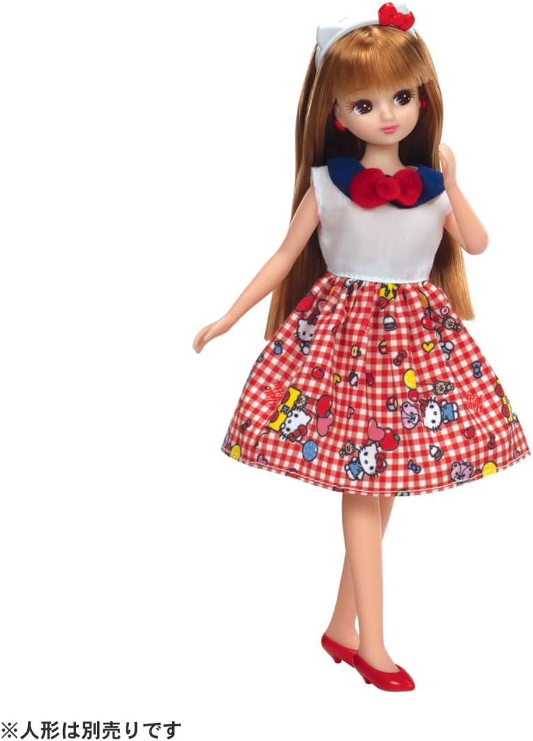 Takara Tomy Licca-chan Dress, My Choice Sanrio Characters, Dress & Headband, Hello Kitty, Changeable Clothes, Pretend Play, Toy for Ages 3 and Up