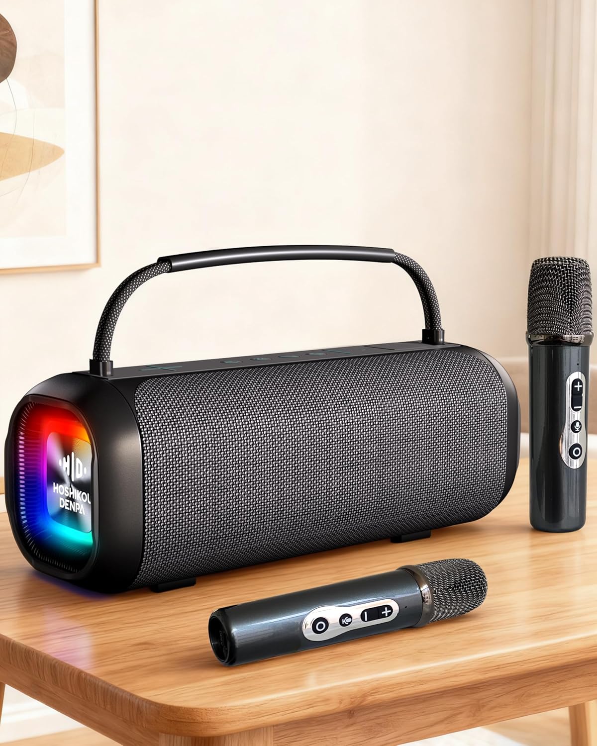 Wireless Microphone Speaker Bluetooth 5.3 Hoshikou Denpa Karaoke Microphone Set with Built-in Amplifier Large Capacity Battery Rechargeable Portable Speaker Supports USB/TF/AUX Home Mini Amplifier
