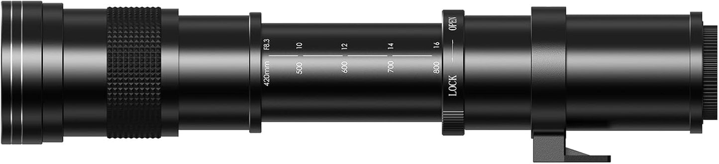 Lightdow 420-800mm f/8.3 Manual Zoom Telephoto Lens + T-Mount Nikon D5500 D3300 D3200 D5300 D3400 D7200 D7500 D3500 D7500 D500 D600 D600 d for 700 800 D810 D850 D3100 D5100 D5200 D7000 D7100 Camera