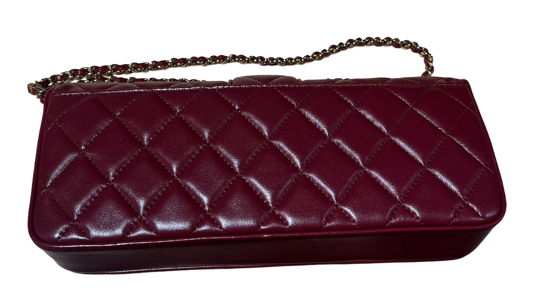 CHANEL 'BURGUNDY' LEATHER QUILTED HANDBAG