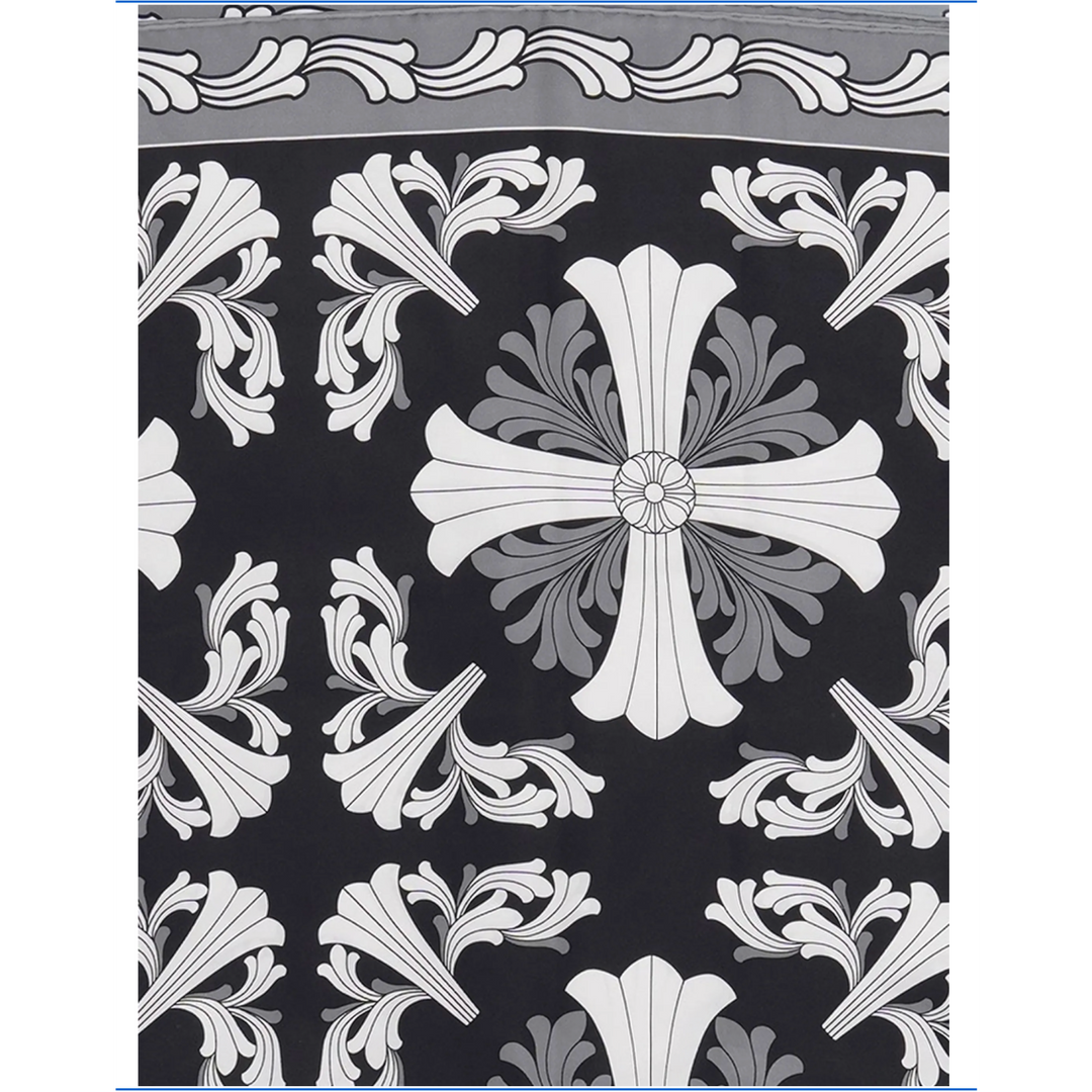 CHROME HEARTS 'BLACK AND GREY' FLORAL SCARF