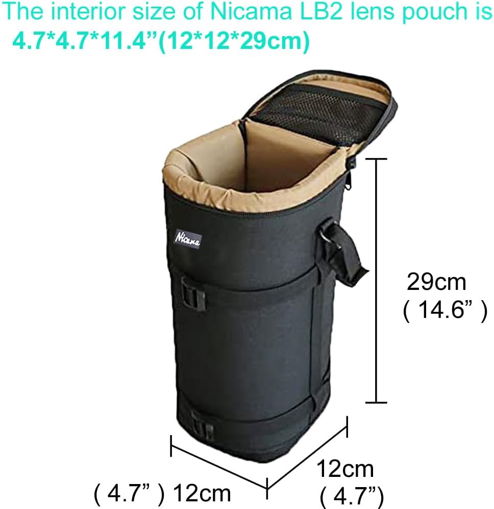 Nicama LB2 Deluxe Waterproof Camera Lens Pouch Case for Canon RF800 70-200mm 100-400 28-300 Nikon AF-S200-500 70-200 80-200 80-400 300 Sigma 150-500 150-60 Tamron SP15 0-600 70-200