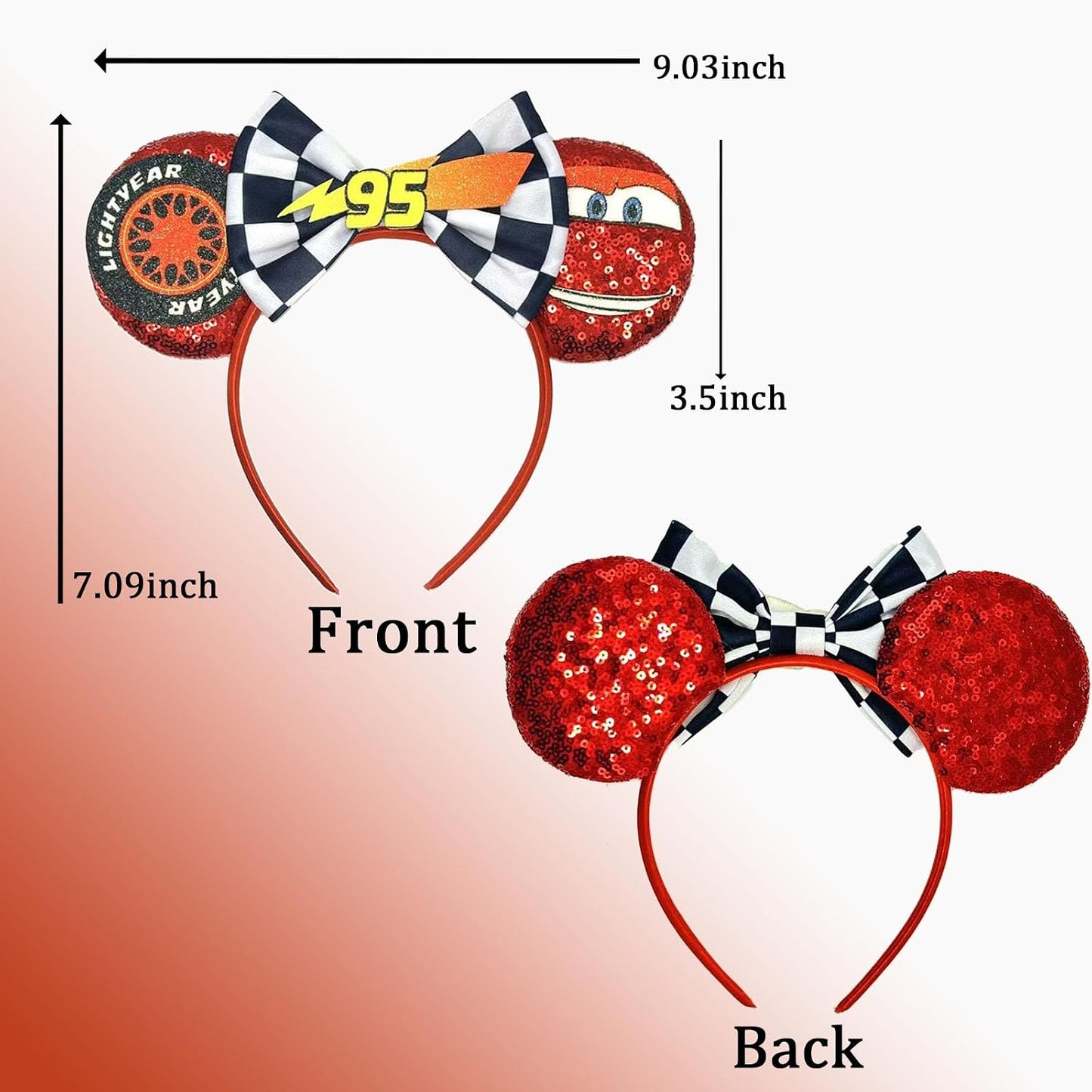 Diadema de Orejas de Ratón - Banda de Pelo para Orejas para Fiestas de Parque Temático, Accesorios de Disfraz para Cosplay para Mujeres Adultas (Rojo)