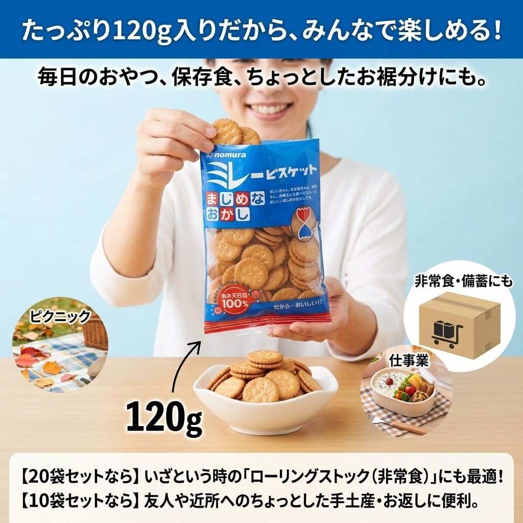 Nomura Roasted Bean Processing Shop Serious Millet Biscuit, 1 Bag 4.2 oz (120 g) x 10 Bag Set, Large Capacity, Bulk Purchase