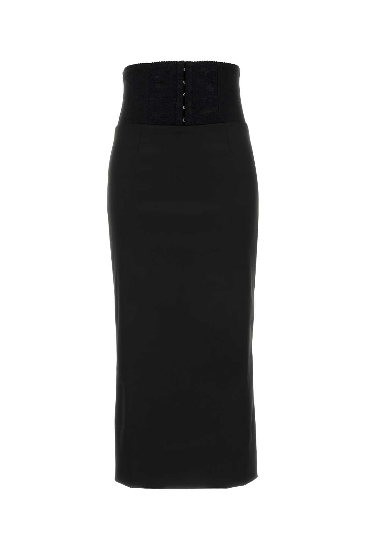 Dolce  Gabbana ドルチェ＆ガッバーナブラックサテンスカート - Image 2