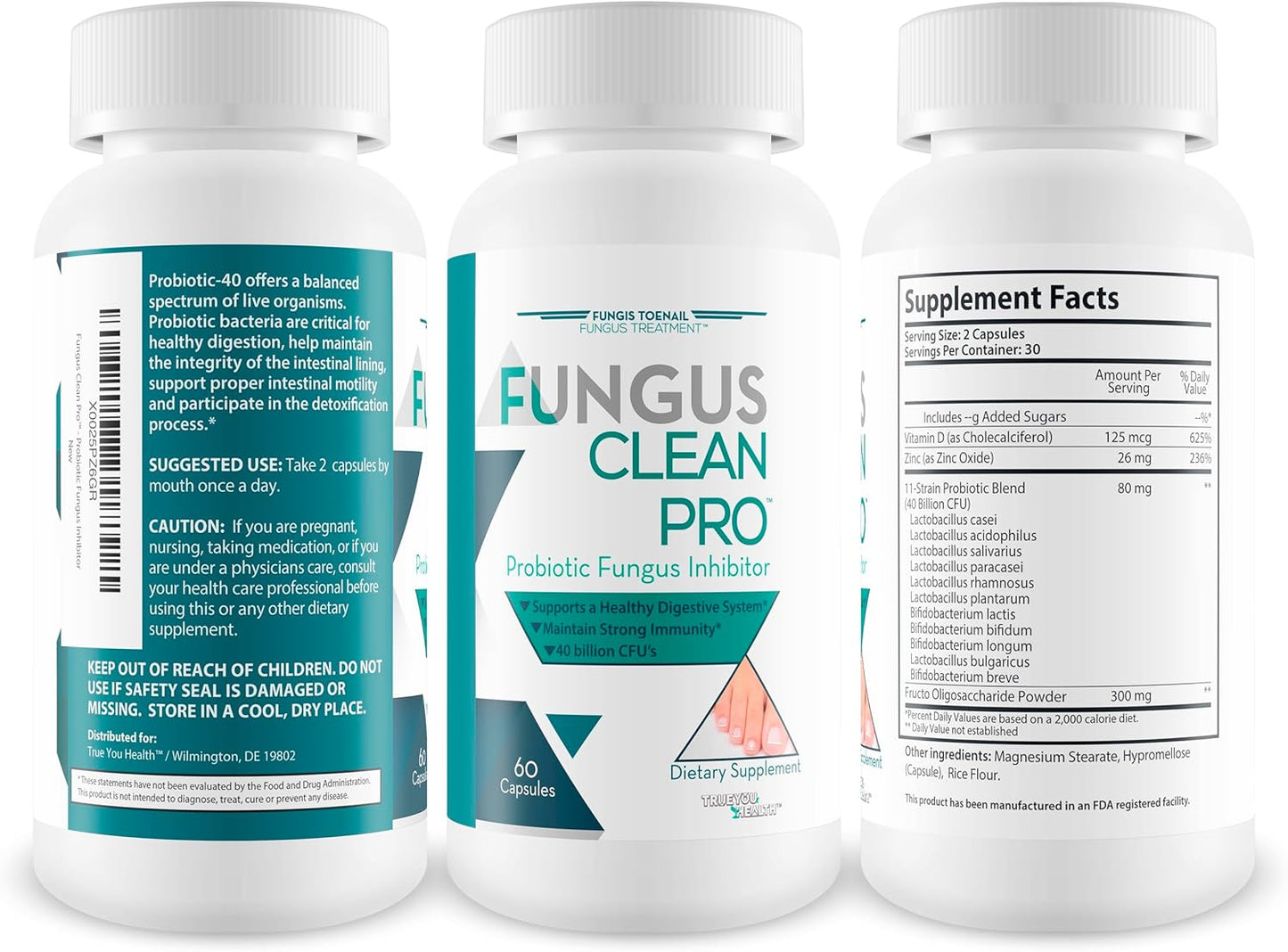 Fungus Clean Pro - Inhibidor probiótico de hongos - Lucha contra los hongos de adentro hacia afuera con este potente probiótico de defensa de hongos que protege tu