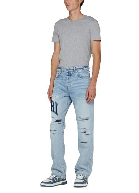 AMIRI バーシティ ロゴ入り リペア ストレートジーンズ - Image 2