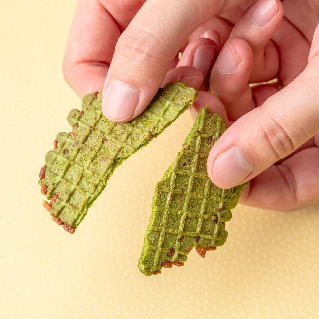 Jaen Tsujiri Matcha Confectionery with Brown Rice, Matcha Waffle Senbe, Set of 16, Kyoto Matcha, Sweets, Japanese Sweets, Gift, Souvenir