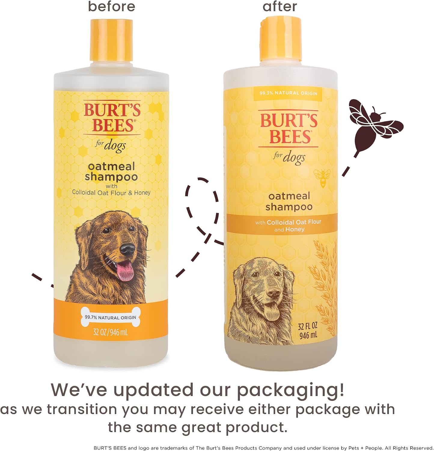 Burt's Bees for Pets Champú de avena para perros con harina de avena coloidal y miel, 2 unidades, fórmulas de origen 95% natural, champú para perros - 2 unidades, 32 onzas