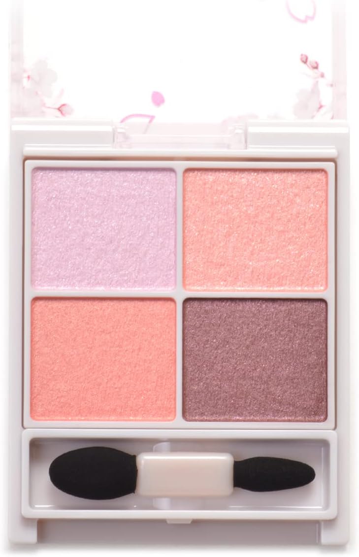 Canmake Silky Flare Eyes (Cherry Blossom Package) 11 Blossom Shower 0.14 oz (4.0 g), Sheer Gloss, 4 Color Shadows, Powder, Coral Pink