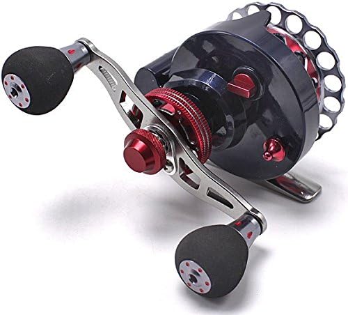 Wellvie Caset Fishing Raft Reel Loofah Fishing Octopus Squid 2.6:1 10BB Drop Single Shaft Reel for Raft Tie Reel with Level Winder (Red)