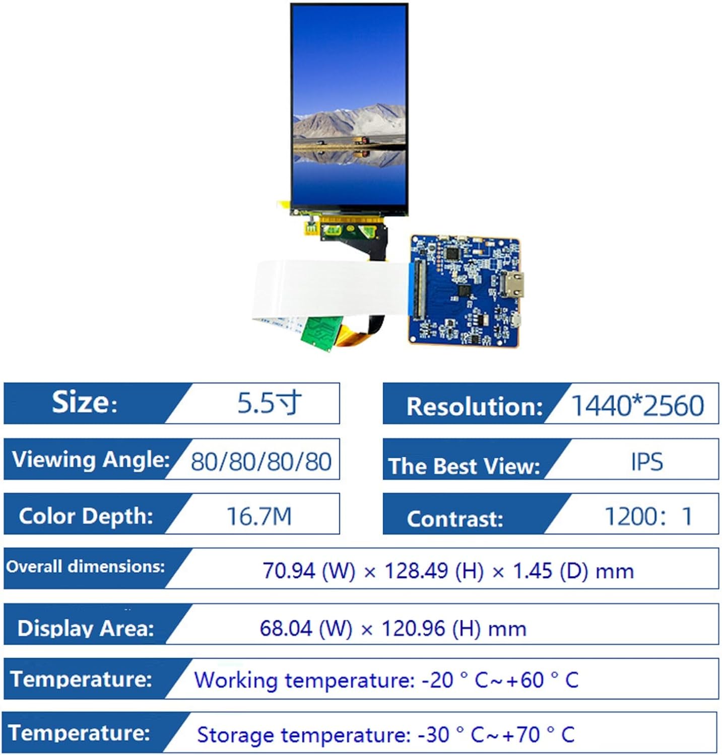 2023 DIY Repiting LCD Display Screen HDMI Driver Board Replacement 5.5" LS055R1SX04 1440X2560/2K for Smart Watch,Video Games,3D Printer
