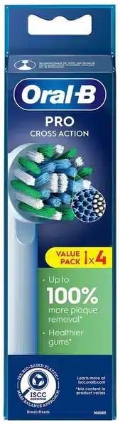 Oral B Cross Action Recambio de cabezales de cepillo de dientes eléctrico, 4 unidades
