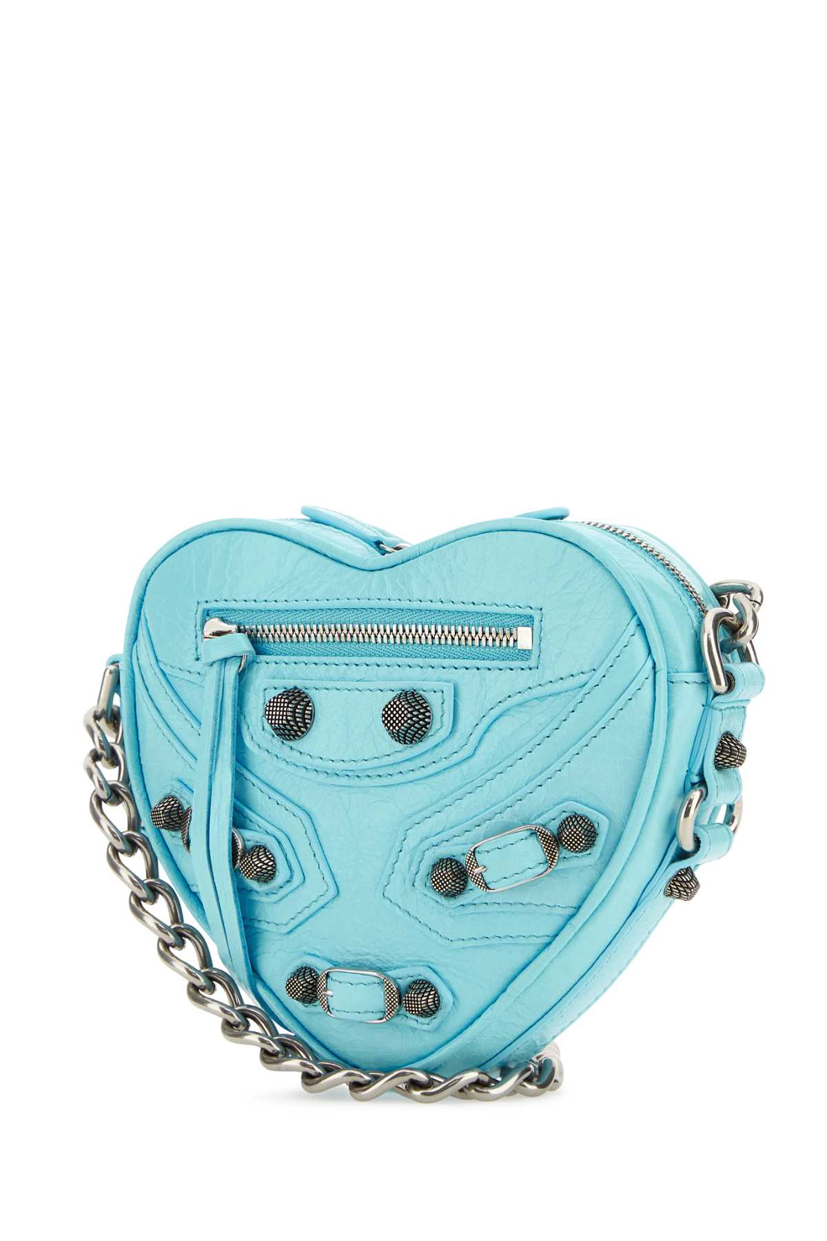 Balenciaga バレンシアガライトブルーレザーミニルカゴールハートクロスボディバッグ - Image 2