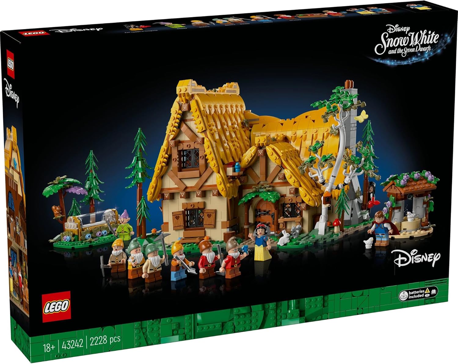LEGO Disney Princess Snow White and the Seven Dwarfs Forest House Toy, Building Block, Birthday Gift, Mother's Day, Father's Day, Playset, Pretend Play, Disney Merchandise, 43242